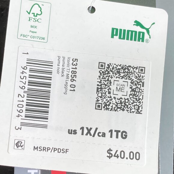 PUMA T7 MR LEGGING 1X Tight Fit Womens Track Pants Black White - Picture 8 of 8